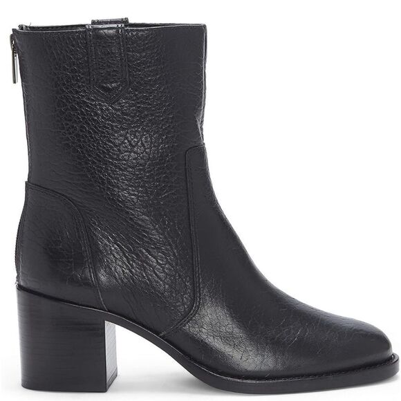 NWT Vince Camuto Black Pebbled Textured Leather Block Heel Bootie Boot 8.5 - Picture 2 of 5